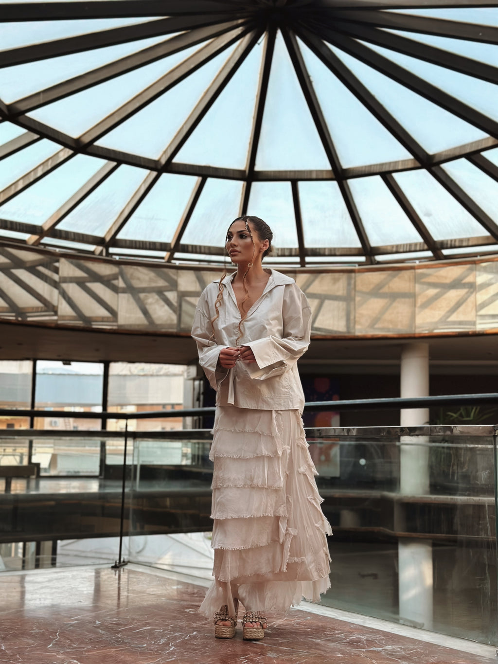 NWL White Boho Silk Skirt