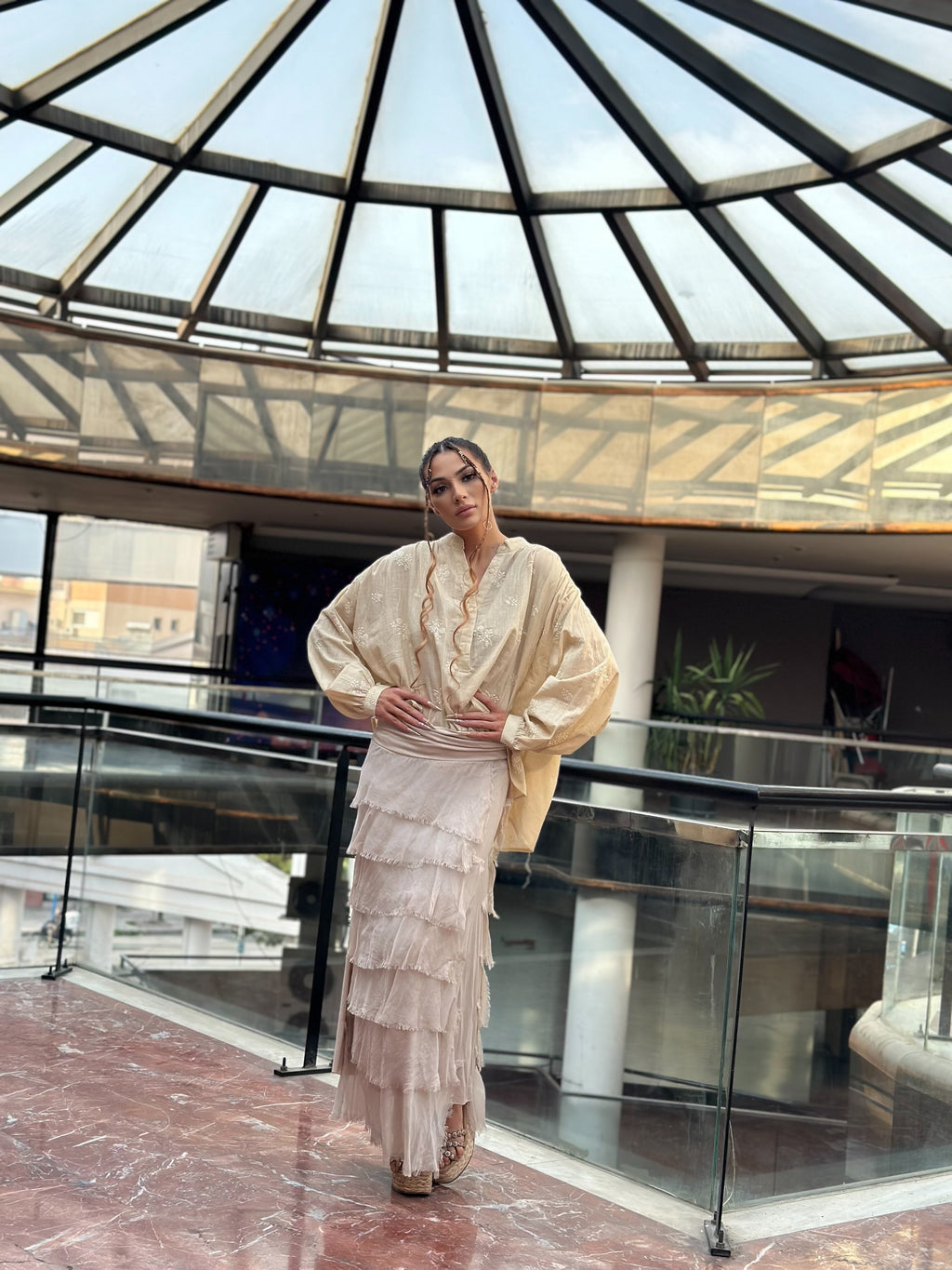 NWL White Boho Silk Skirt