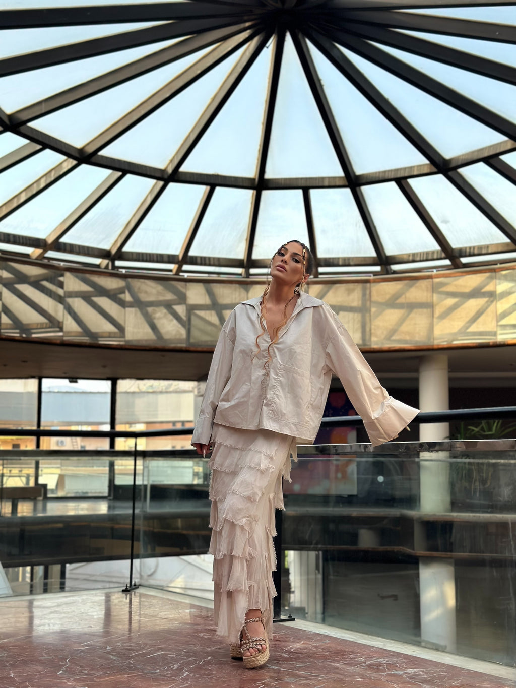NWL White Boho Silk Skirt