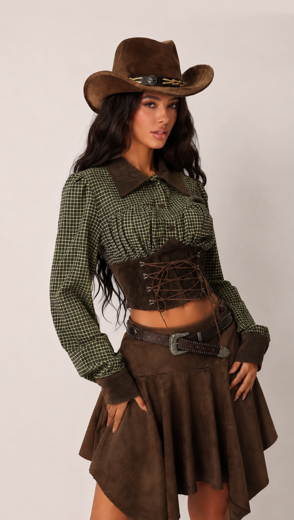 Cowboy cropped shirt