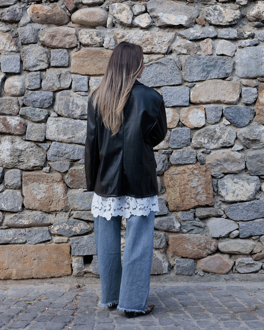 Oversized Faux Leather Blazer