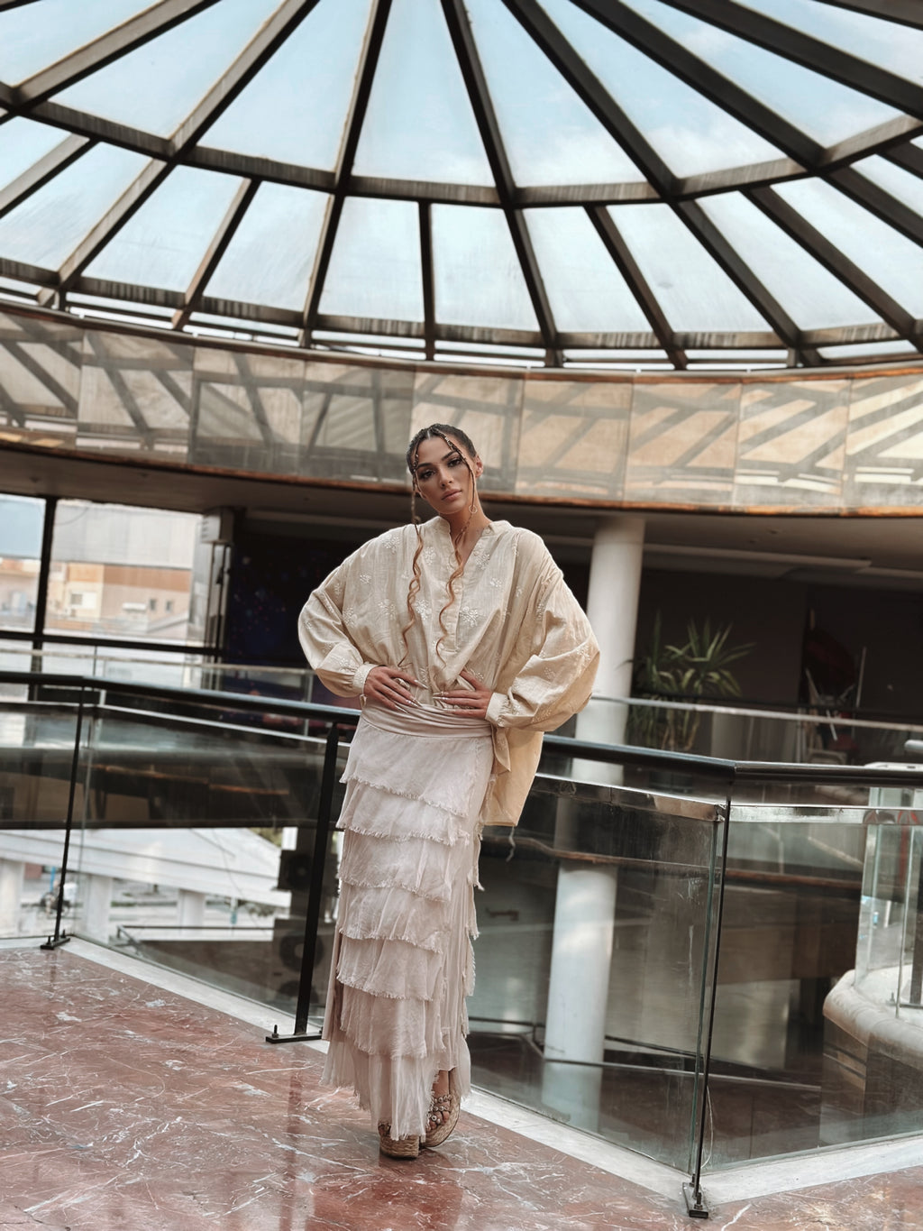 NWL White Boho Silk Skirt